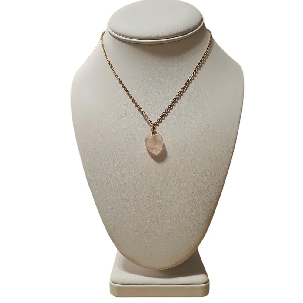 Rose Quartz Heart Necklace in Gold Plated Chain
